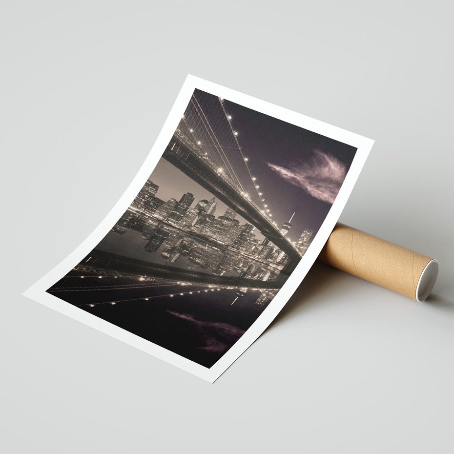 Plakat bez ramy 40x50 - Most na nocnym horyzoncie - most, noc