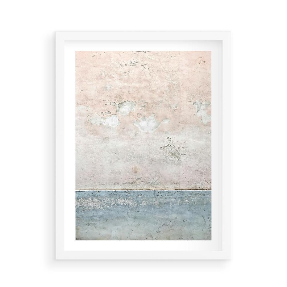 Plakat w ramie 50x70 - Obraz Starej Ściany z Delikatnymi Odcieniami - ściana, stara ściana - rama biała