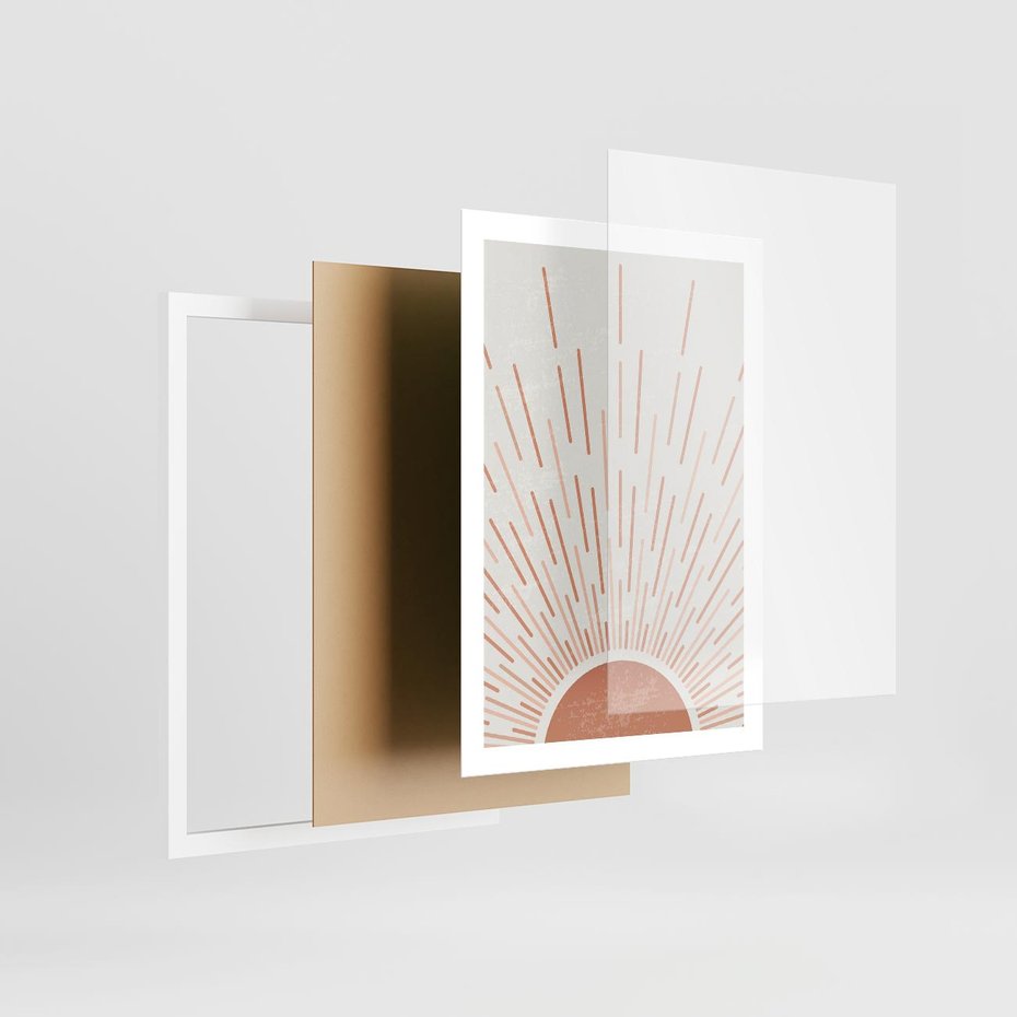 Plakat w ramie 50x70 - Słońce w Stylu Boho - słońce, grafika boho - rama biała
