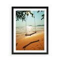 Plakat w ramie 50x70 - Tropikalna plaża i huśtawka - plaża, tropiki - rama czarna