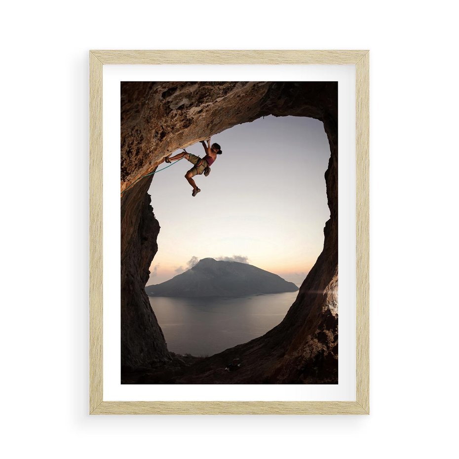Plakat w ramie 50x70 - Wspinaczka na Wysokie Góry - wspinaczka, góry - rama drewno