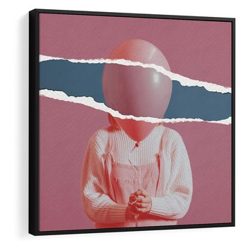 Obraz w ramie 50x50 - Kolaż Wyobraźni - kolaż zdjęć, styl retro - rama czarna