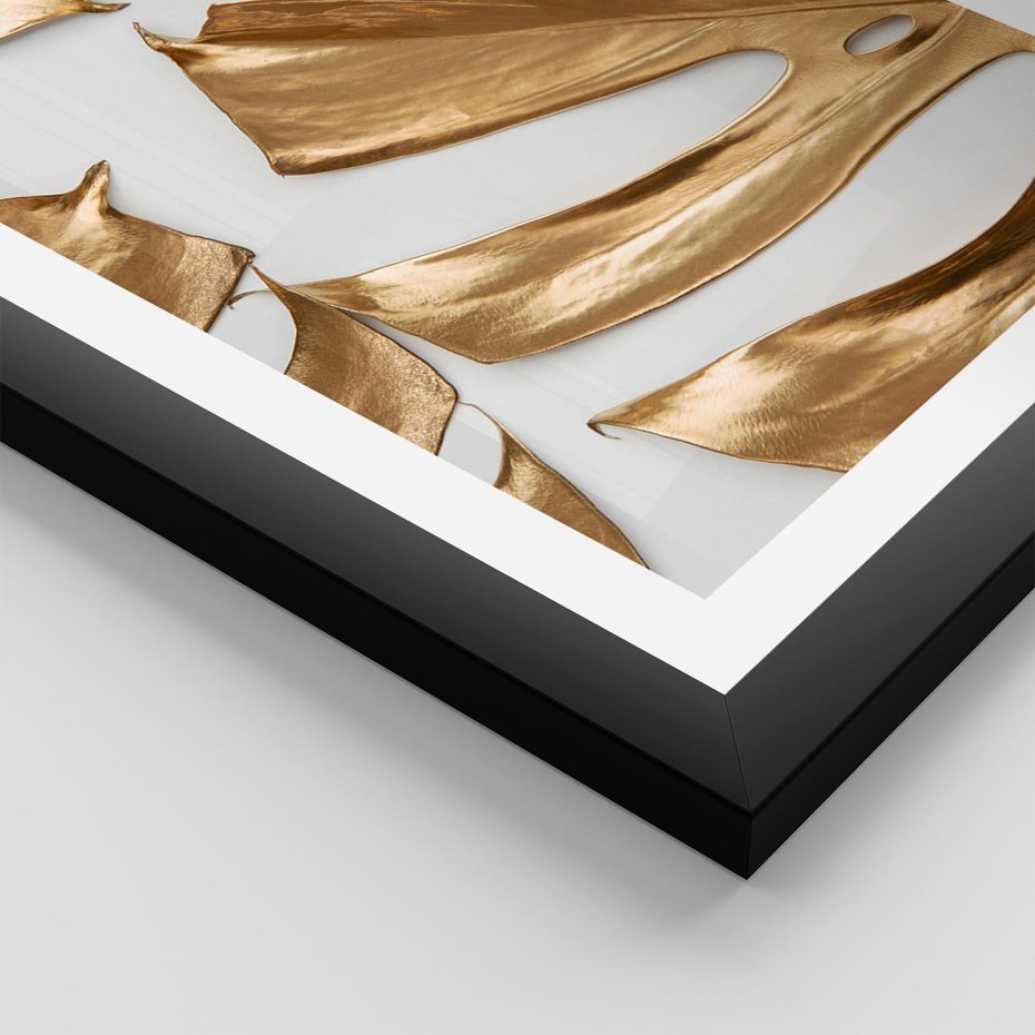 Plakat w ramie 40x50 - Siła Natury - złote, liście - rama czarna