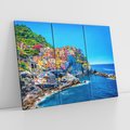 Obraz na płótnie 120x80 - Barwne Wybrzeże - nadmorskie miasto na klifie, kolorowe tęczowe budynki