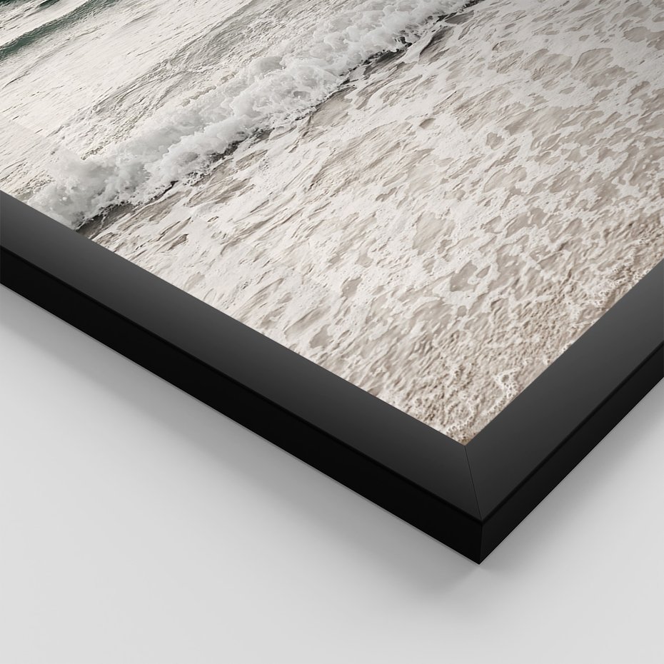 Zestaw obrazy w ramie 30x40 galeria - Plaża, morze, piasek, ślady, stóp - rama czarna