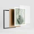 Plakat w ramie 40x50 - Zieleń Pulsującego Spokoju - zielona abstrakcja, zgaszona zieleń - rama czarna