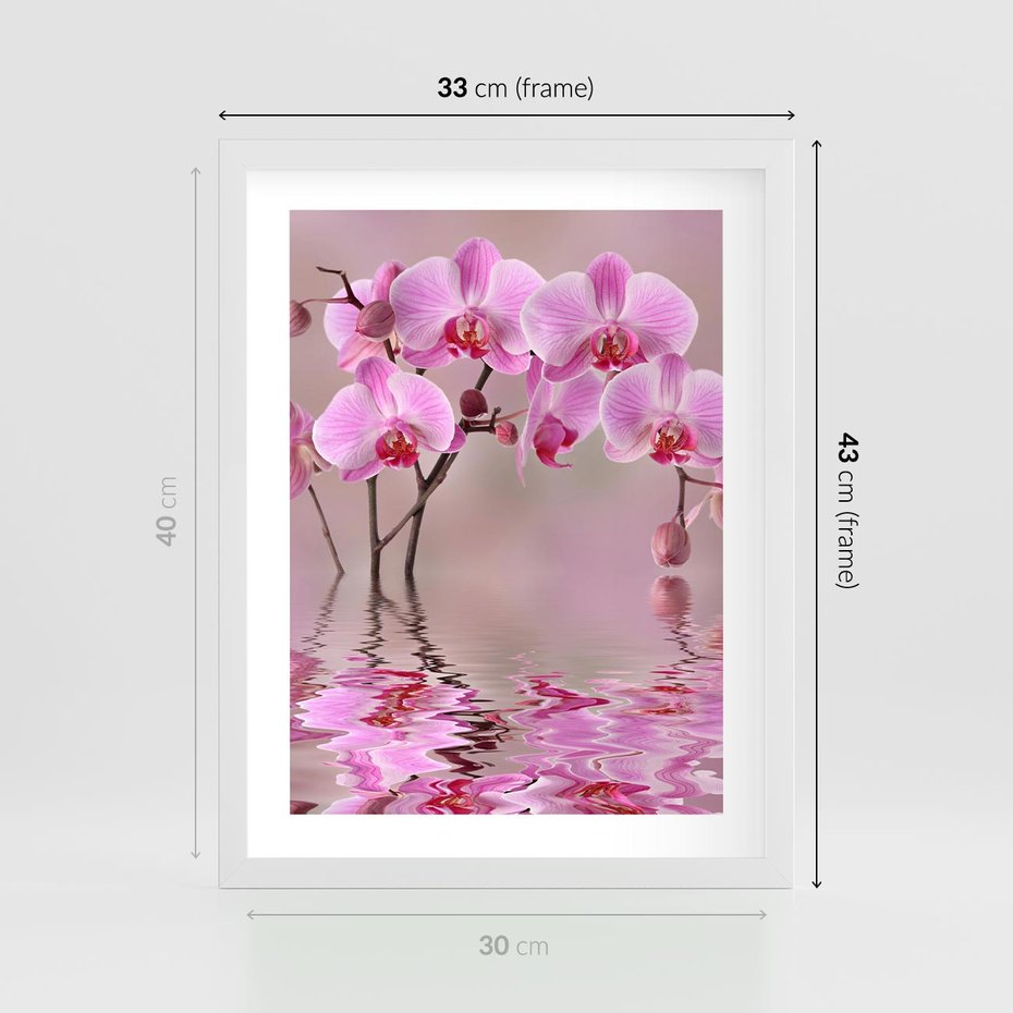 Plakat w ramie 30x40 - Relaksacyjne spa w otoczeniu storczyka - spa, storczyk - rama biała