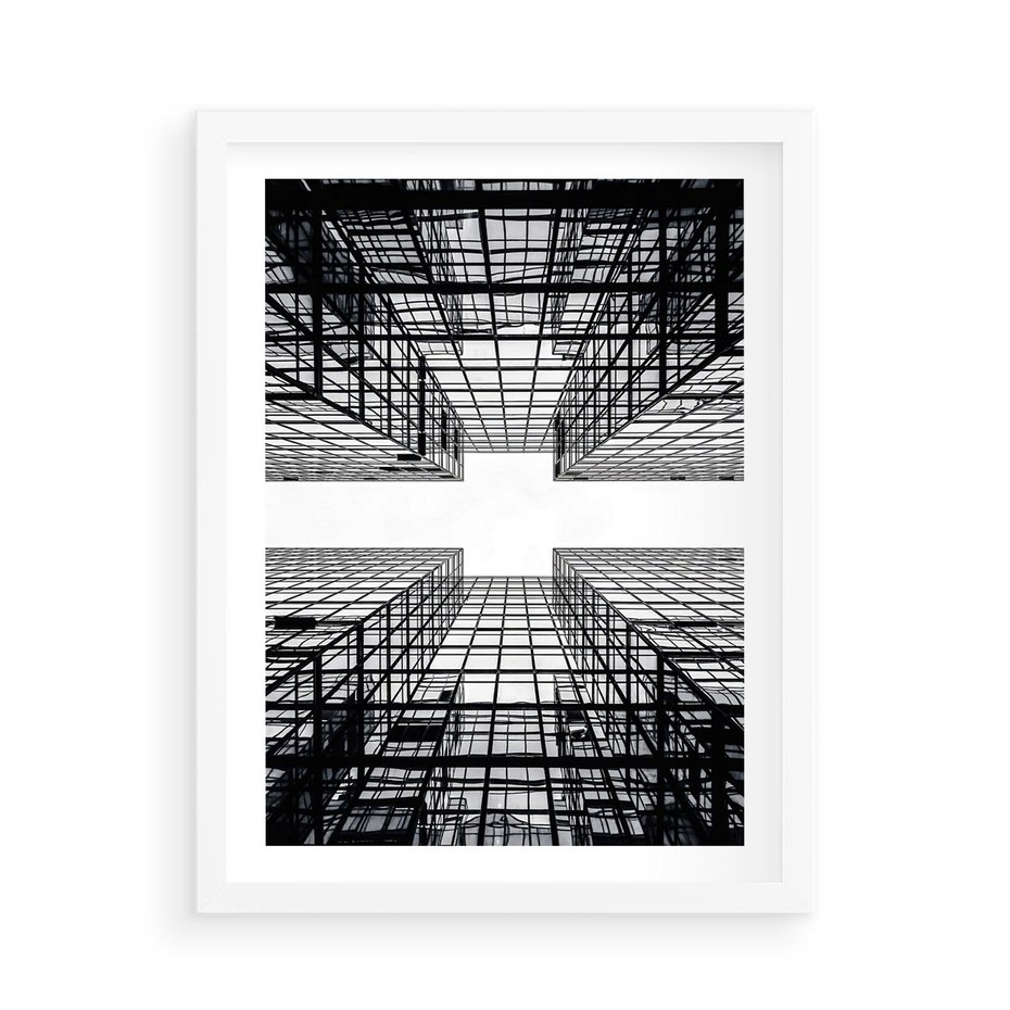 Plakat w ramie 50x70 - Czar i Wielkość - wieżowce, architektura - rama biała