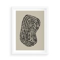 Plakat w ramie 50x70 - Nowoczesne Odbicia Wnętrza - boho plakat, czarne kropki kreski - rama biała
