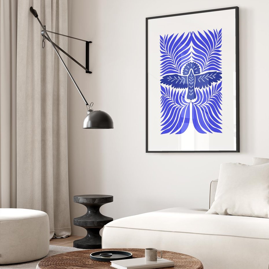 Plakat bez ramy 30x40 - Etniczne Rekwizyty - etniczne roślinne wzory, granat