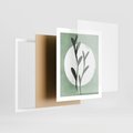 Plakat w ramie 40x50 - Kształty Zielonego Ukojenia - zielony plakat, roślinne motywy - rama biała