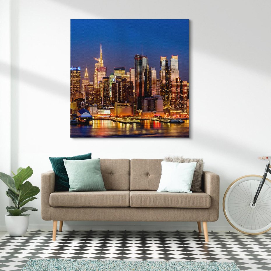 Obraz na płótnie 60x60 - Nocne Tętno Nowego Jorku - Nowy Jork, noc