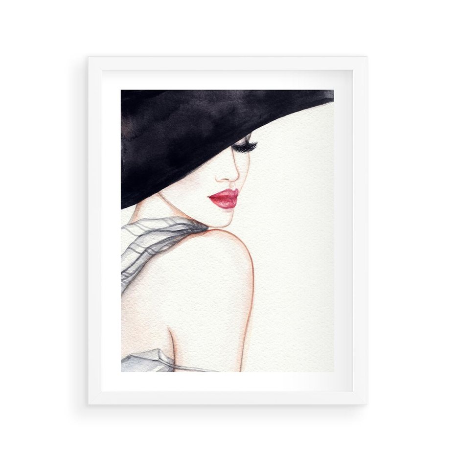 Plakat w ramie 40x50 - Stylowa Ekspresja - kobieta, moda - rama biała