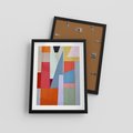 Plakat w ramie 30x40 - Migotliwe Nastroje Kształtów - różne geometryczne formy, olejny obraz - rama czarna