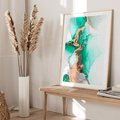Plakat w ramie 40x50 - Marmur, Zieleń i Złoto - marmur, zieleń i złoto - rama drewno