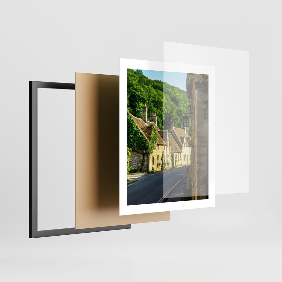 Plakat w ramie 40x50 - Odkryj tajemnice miasta - uliczka, perspektywa - rama czarna