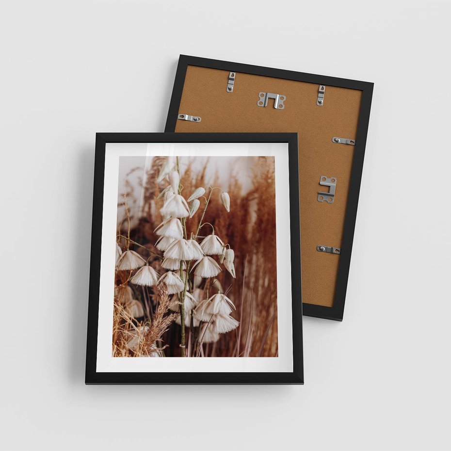 Plakat w ramie 40x50 - Boho Styl z Suchymi Trawami - suche trawy, bogo styl - rama czarna