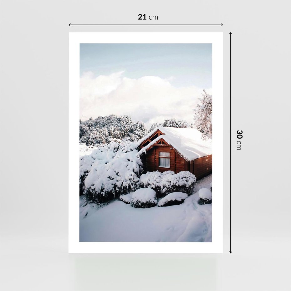 Plakat bez ramy 21x30 - Zimowa Idylla w Górach - zima w górach, ośnieżone góry