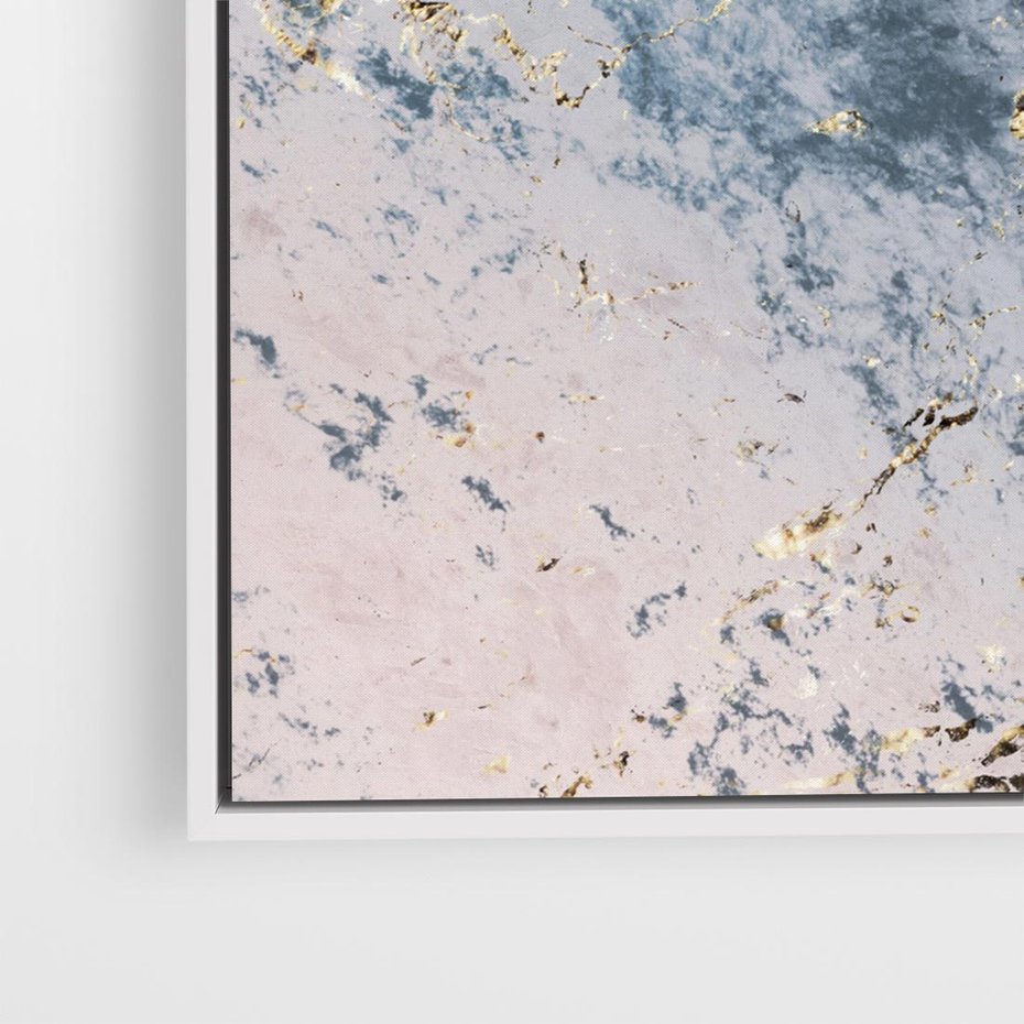 Obraz w ramie 80x80 - Elegancja i Wyrafinowanie - marmur, złoto - rama biała