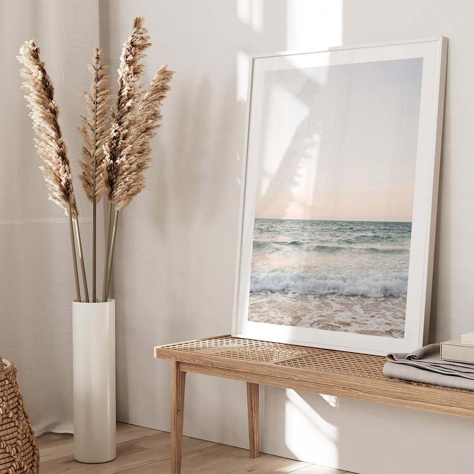 Plakat w ramie 40x50 - Morze i Fale - morze, fale - rama biała