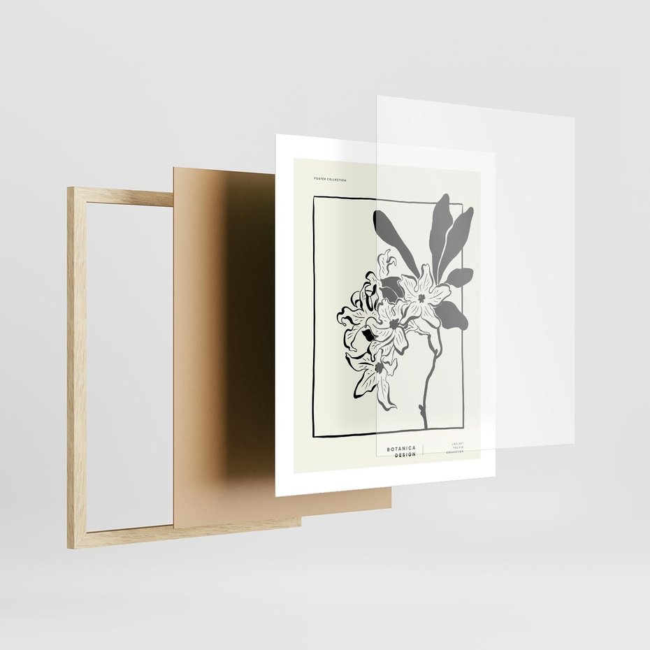 Plakat w ramie 40x50 - Kwiatowe przestrzenie - kwiat, grafika - rama drewno