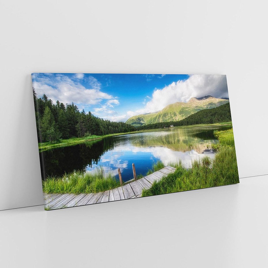 Obraz na płótnie 120x60 - Góry nad jeziorem: Spokój natury - góry, jezioro