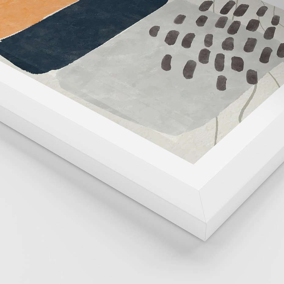 Plakat w ramie 30x40 - Impulsy Podróżnych Marzeń - geometryczne elementy, stonowane kolory - rama biała