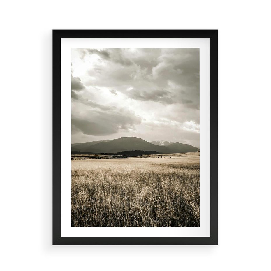 Plakat w ramie 50x70 - Nostalgiczny Krajobraz - pole, krajobraz - rama czarna
