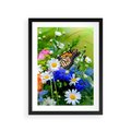 Plakat w ramie 30x40 - Kwiatowy Taniec - motyl, kwiaty - rama czarna