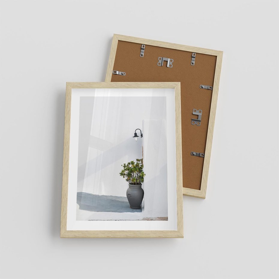 Plakat w ramie 30x40 - Błękitne wybrzeże - Santorini, Grecja - rama drewno