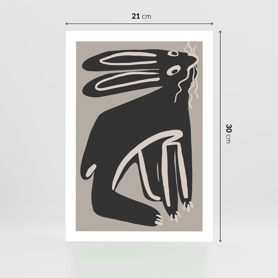 Plakat bez ramy 21x30 - Konturujące Struktury - skandynawska sztuka, królik