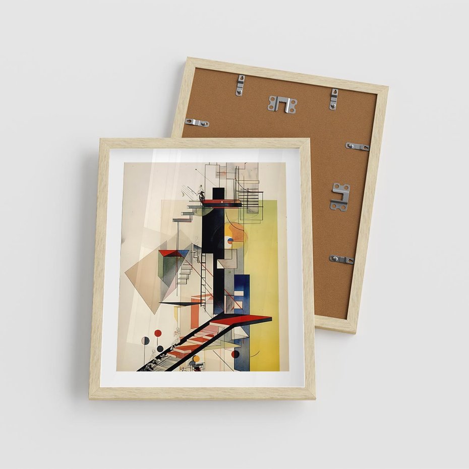 Plakat w ramie 40x50 - Kolorowe Wnętrza Inspiracji - abstrakcyjny obraz, jak kandinsky - rama drewno