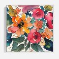 Obraz w ramie 50x50 - Kwiatowy Impuls Kolorów - abstrakcyjne kolorowe kwiaty, szkic - rama biała