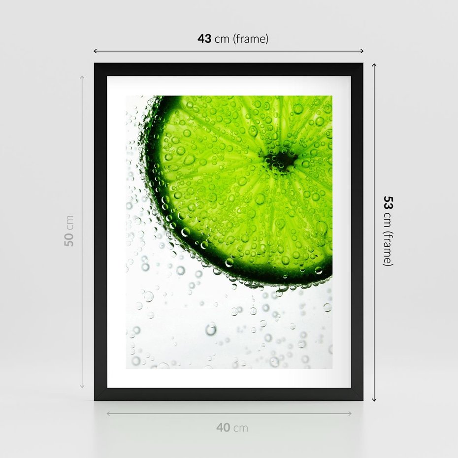 Plakat w ramie 40x50 - Świeżość i kwasowość limonki - limnka, owoce - rama czarna