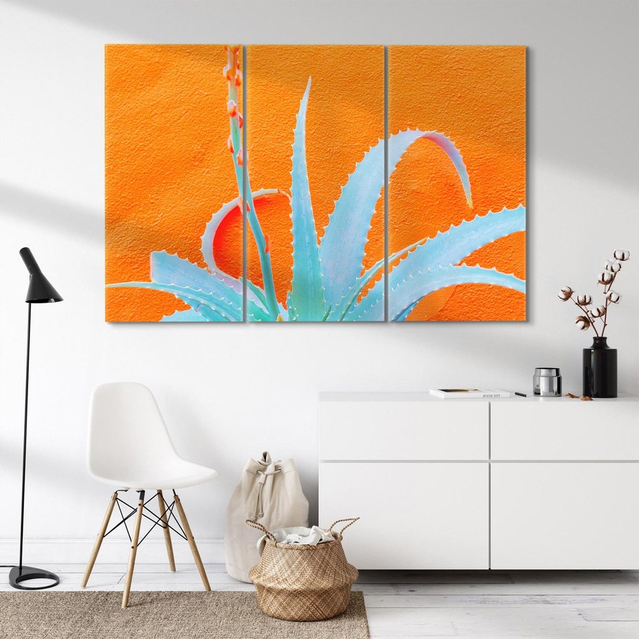 Obraz na płótnie 120x80 - Naturalna Harmonia - kaktusy, liście