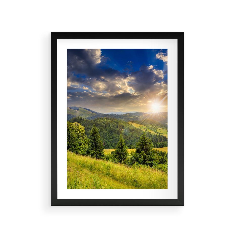 Plakat w ramie 30x40 - Pejzaż w perspektywie - pejzaż, perspektywa - rama czarna