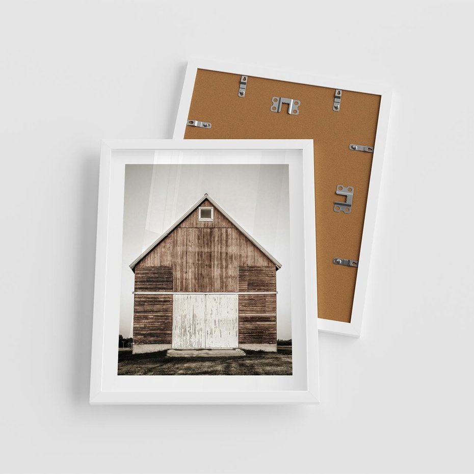 Plakat w ramie 40x50 - Rustykalny Drewniany Domek - domek, drewniany dom - rama biała