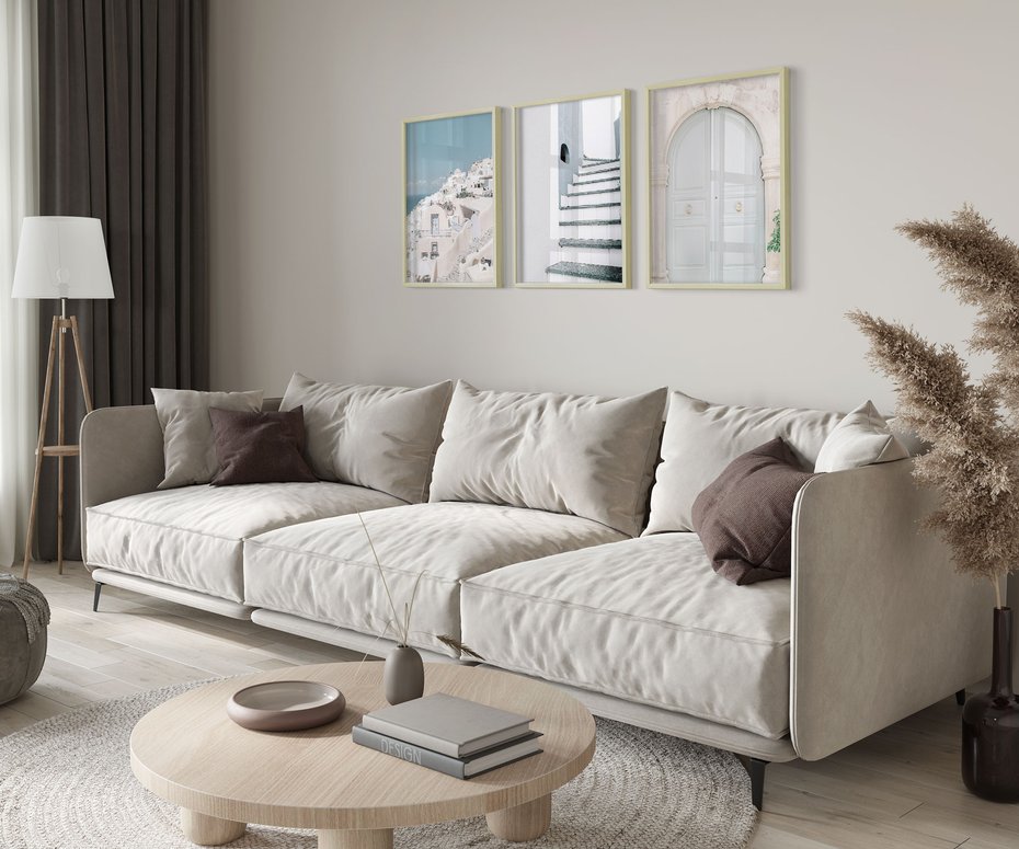 Zestaw obrazy w ramie 40x50 galeria - Santorini, Włochy, podróż - rama drewno