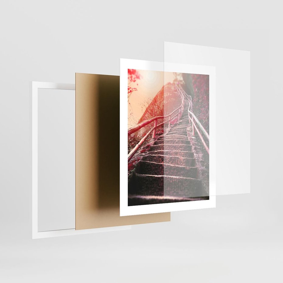 Plakat w ramie 40x50 - Schody prowadzące do nieznanych ścieżek - schody, ścieżka - rama biała