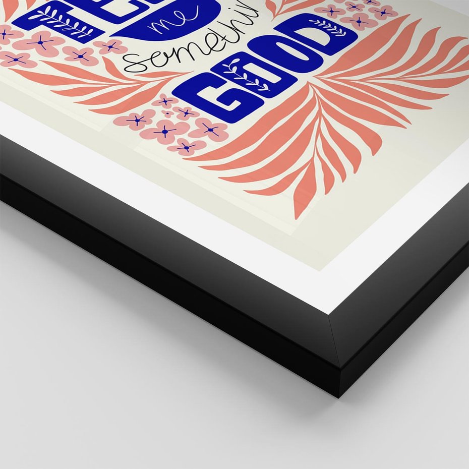 Plakat w ramie 40x50 - Bezgraniczne Formy - nowoczesna typografia, liście - rama czarna