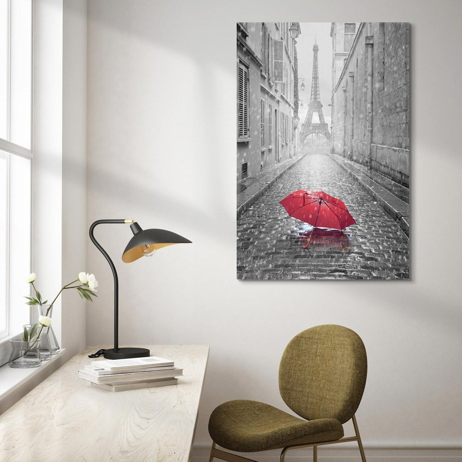 Obraz na płótnie 50x70 - Kolorowy parasol w Paryżu - Paryż, parasol