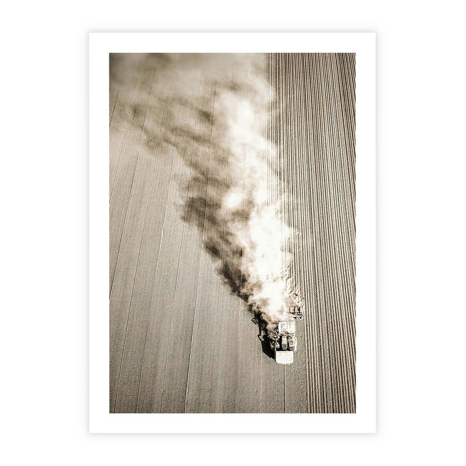 Plakat bez ramy 30x40 - Żniwa na Wsi - pole, traktor na polu