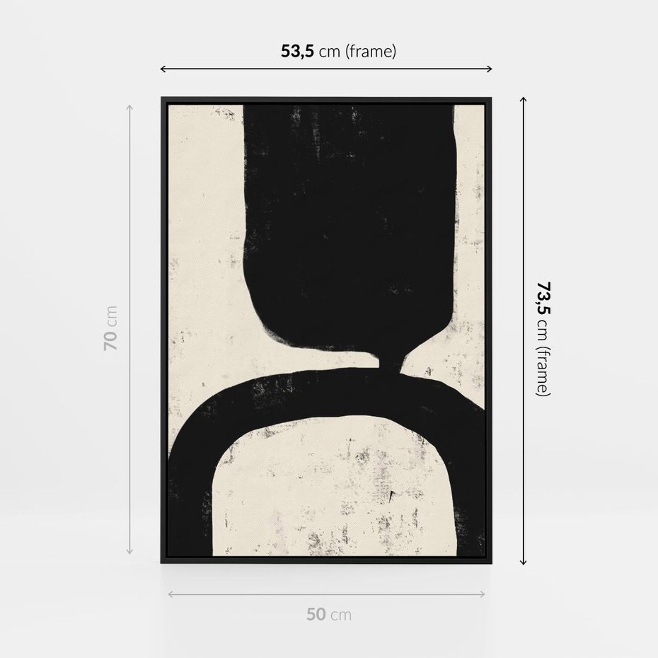 Obraz w ramie 50x70 - Przenikające Plamy - abstrakcyjna sztuka, minimalizm - rama czarna