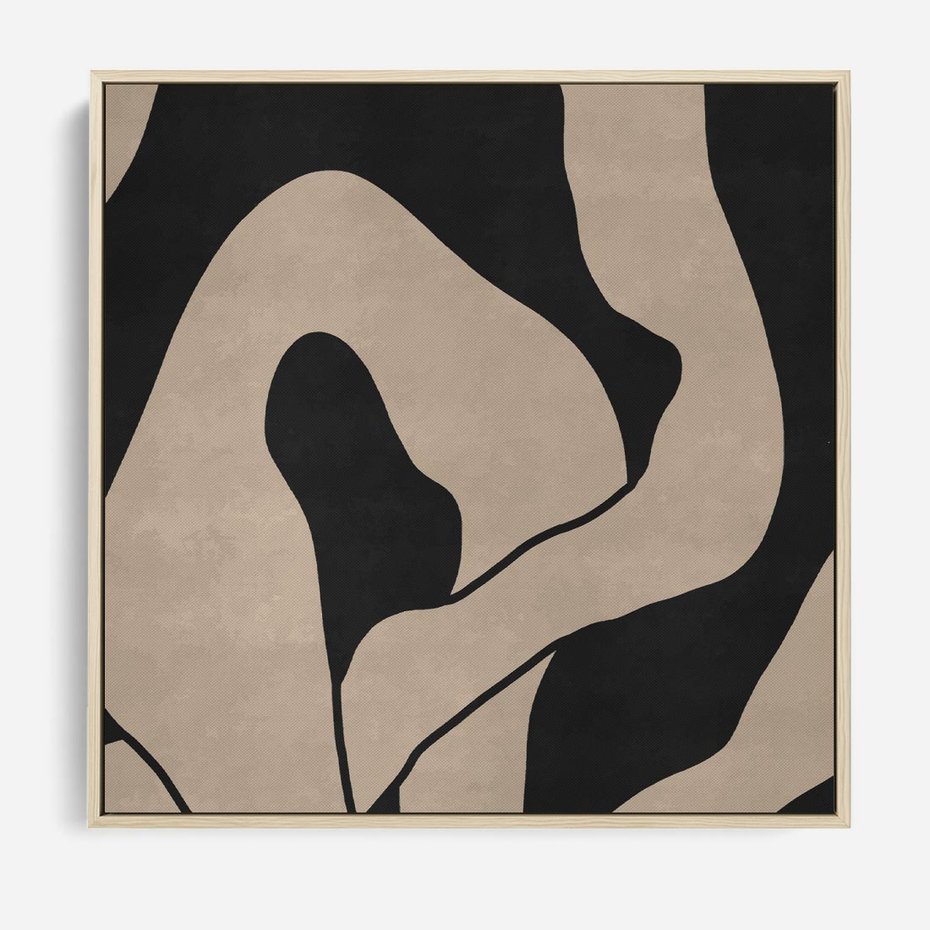 Obraz w ramie 80x80 - Nocne Pochłonięcia - abstrakcyjne linie, mroczny plakat - rama drewno