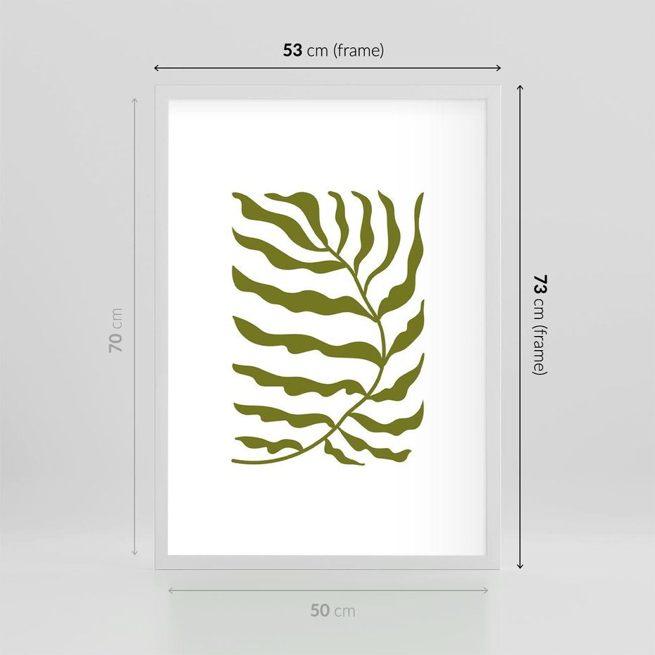 Plakat w ramie 50x70 - Rytmy Chaosu - roślina, gałązka - rama biała