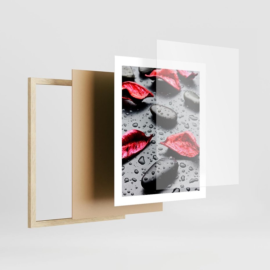 Plakat w ramie 40x50 - Spa wśród Natury - spa, kamienie - rama drewno