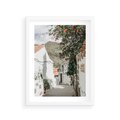 Plakat w ramie 30x40 - Południe Europy - śródziemnomorski krajobraz, uliczka we włoszech - rama biała