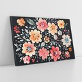 Obraz na płótnie 120x80 - Labirynty melancholii - akwarelowe, pastelowe kwiaty na czarnym tle