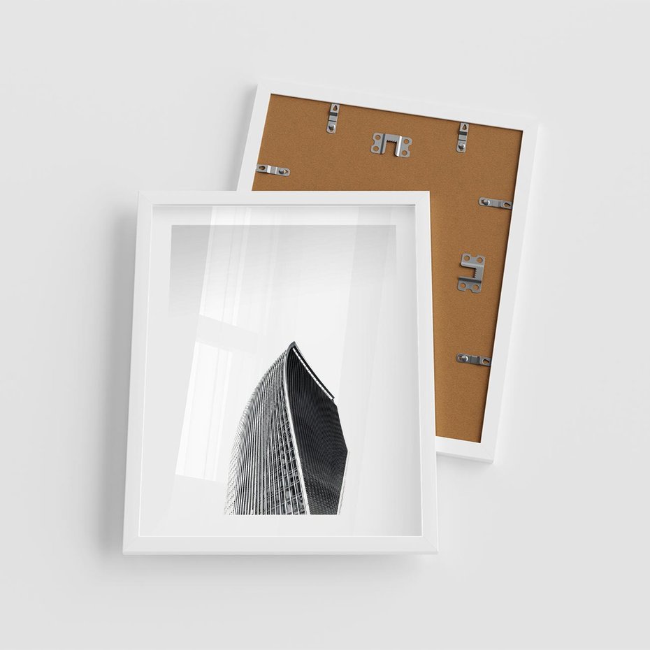 Plakat w ramie 40x50 - Czarno-Biały Wieżowiec - architektura, wieżowiec - rama biała