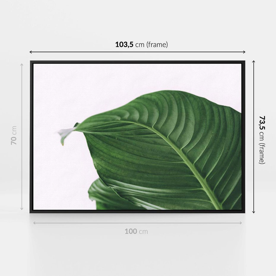 Obraz w ramie 100x70 - Zielone liście monstery - liście, monstera - rama czarna